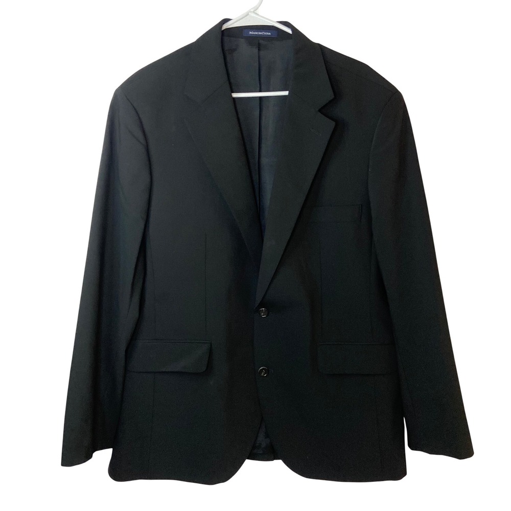 Lands‎ End Men's Black Wool Blend Suit Blazer Jacket 43 Reg